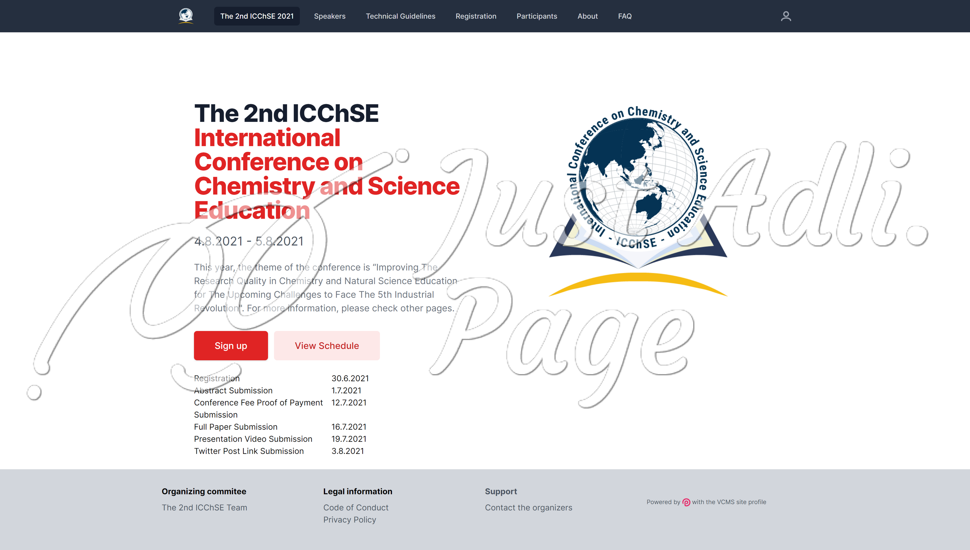 Homepage of The 2nd ICChSE 2021 Website