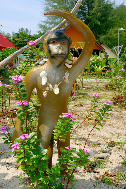 Sculptures of animals are featured throughout Love Islands garden.