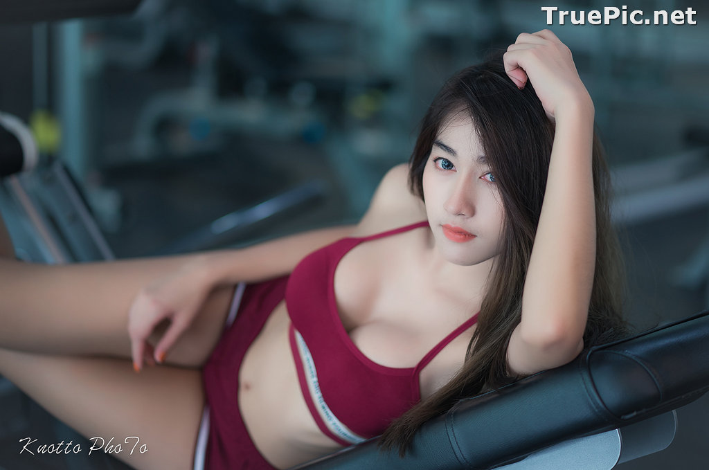 Image Thailand Hot Beauty Model - Nisa Khamarat - Red and Black Fitness Set - TruePic.net - Picture-14