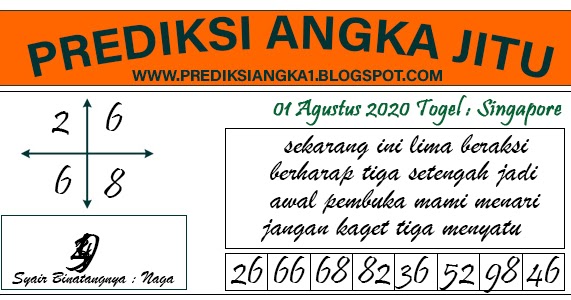 Prediksi Togel Jitu Singapore Sabtu 01 Agustus 2020 PREDIKSI ANGKA
