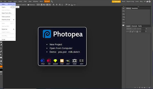 افضل بديل مجاني  لبرنامج فوتوشوب موقع photopea