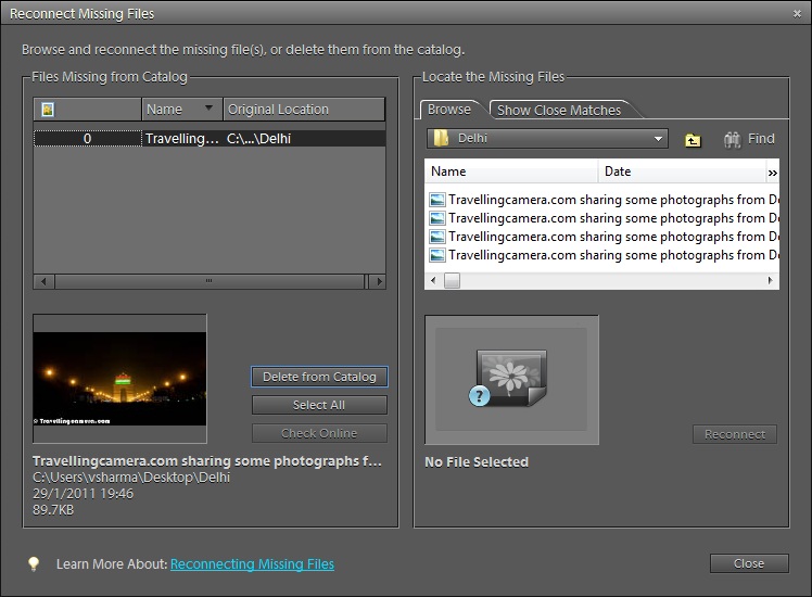 How to reconnect files, when they are moved to a different location or