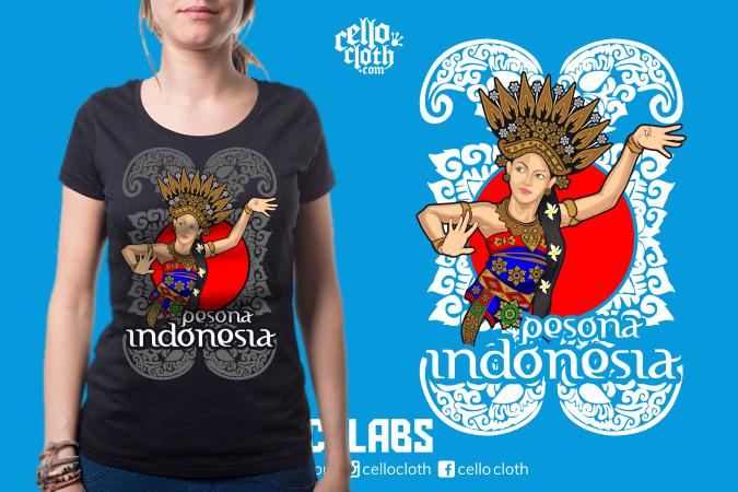 Tari Bali Kaos Pesona Indonesia - Contoh Desain Kaos Sablon Rubber Plastisol