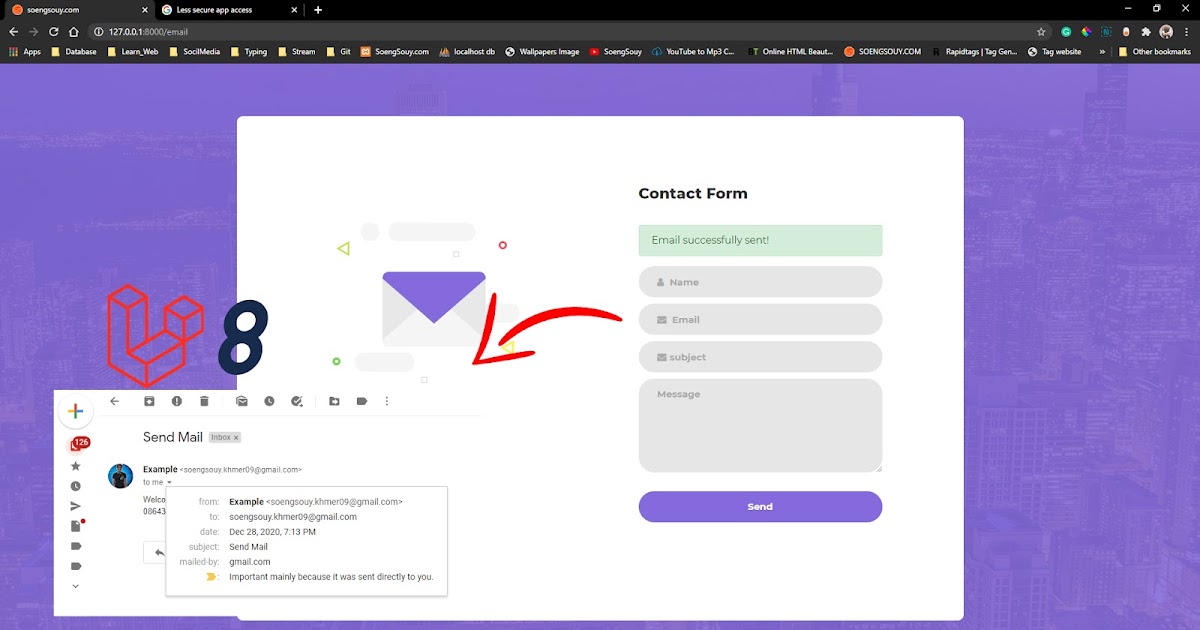 Mail Send in Laravel 8 Design CSS3 HTML5