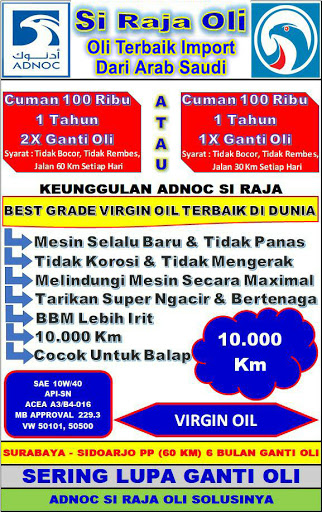 Oli Adnoc Silver Voyager Asli Import dari Arab Cocok Untuk Balap Motor 10W/40 isi 1 liter