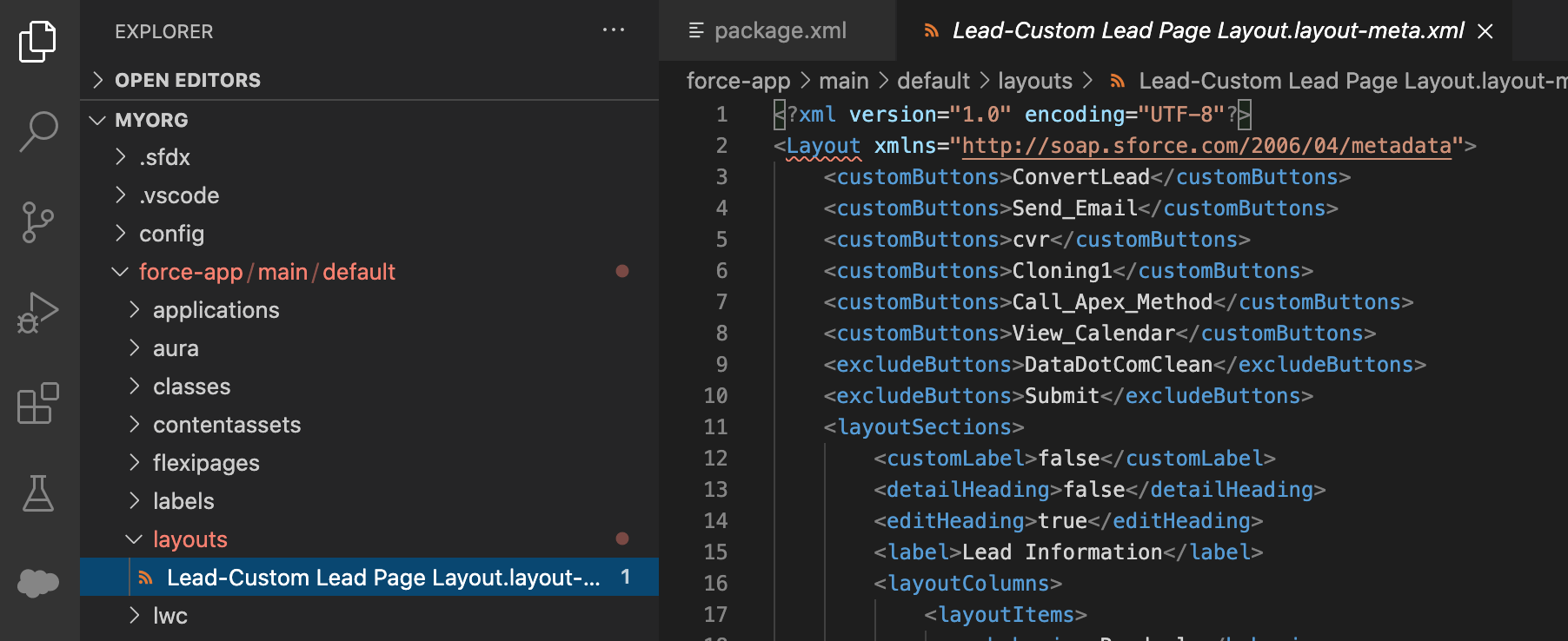 page layout assignment in package.xml