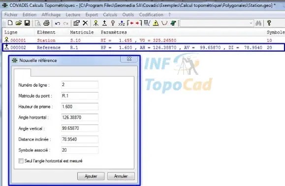 édition geobase, geobase covadis, éléments géobase, calculer les points, calcul topométriques, points topographique, rattachement, altimétrique, station, covadis geobase.