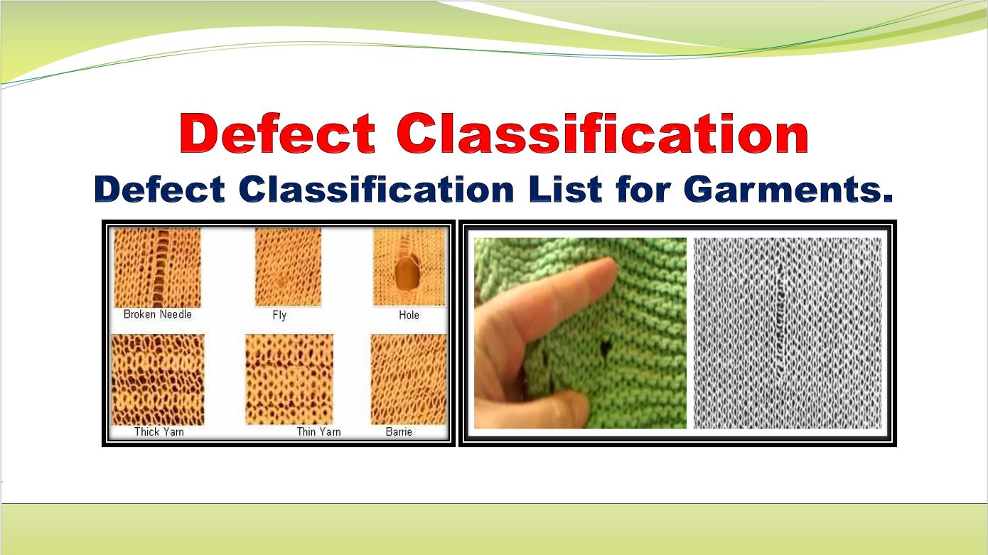 Defect Classification List for Garments. QMS INFORMATION