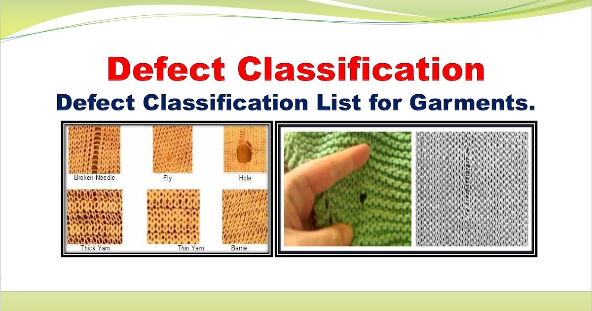 Defect Classification List for Garments. QMS INFORMATION
