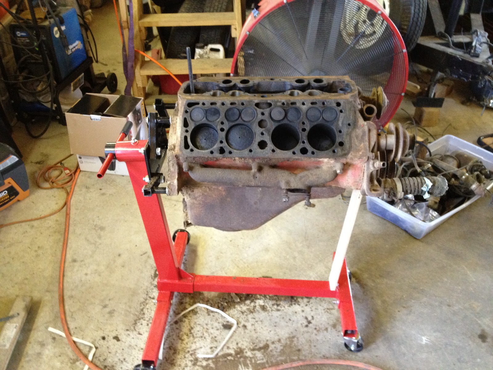 1952 F1 Restoration Mounting Engine to Engine Stand