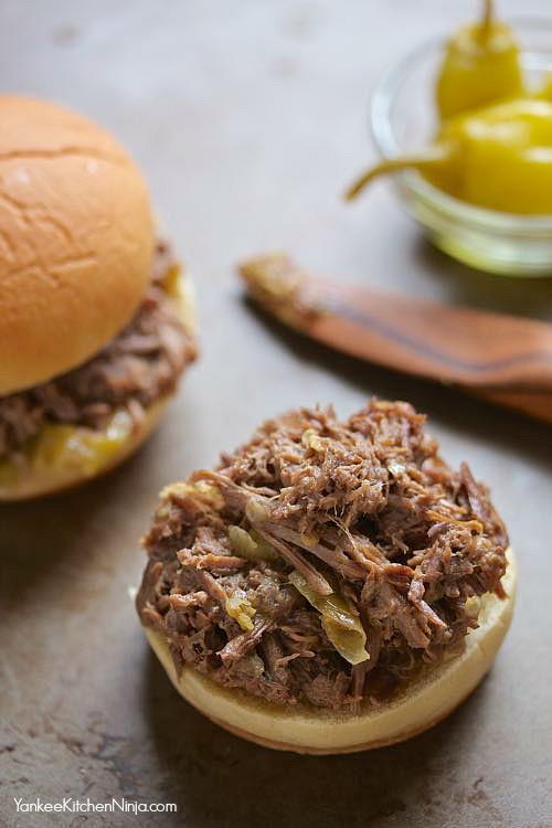 Tangy slow cooker pot roast sliders Yankee Kitchen Ninja