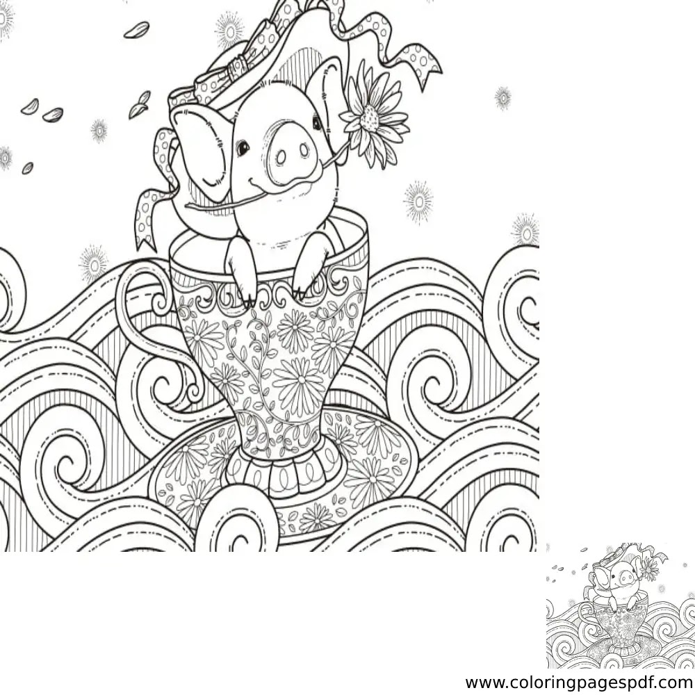Coloring Page Of A Cute Little Pig Mandala