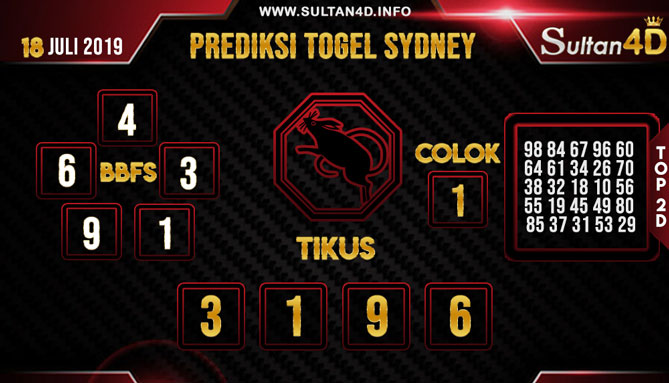 PREDIKSI TOGEL SYDNEY SULTAN4D 18 JULI 2019