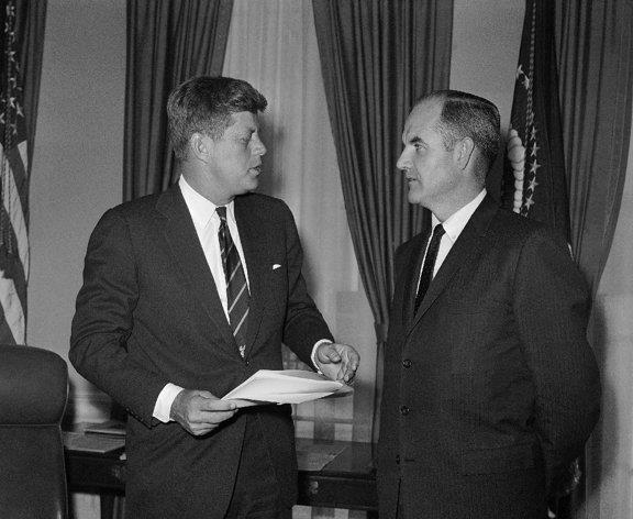 Jan. 24, 1961 President John F Kennedy talks, with George McGovern