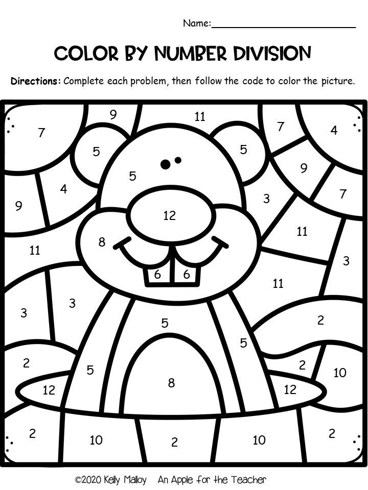 An Apple For The Teacher: Groundhog Day Math Fact Color By Number