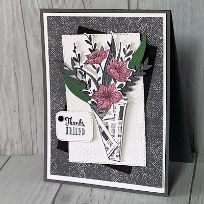 Floral handmade greeting card using Stampin' Up! Wrapped Bouquet Stamp Set