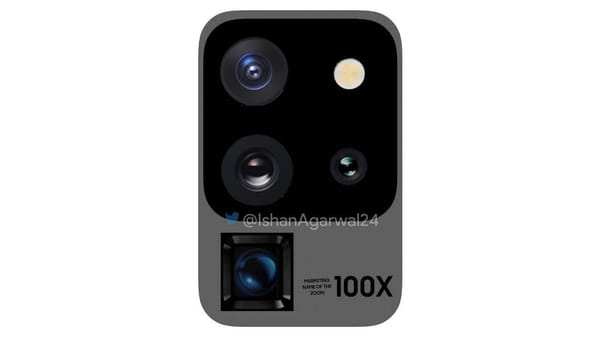  The image shows the design of the rear view camera for the Galaxy S20 Ultra