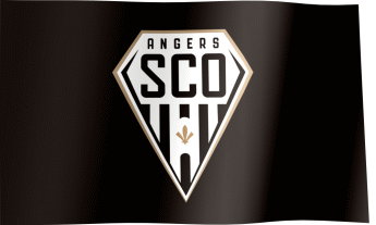 The waving black flag of Angers SCO with the logo (Animated GIF) (Drapeau Angers SCO)