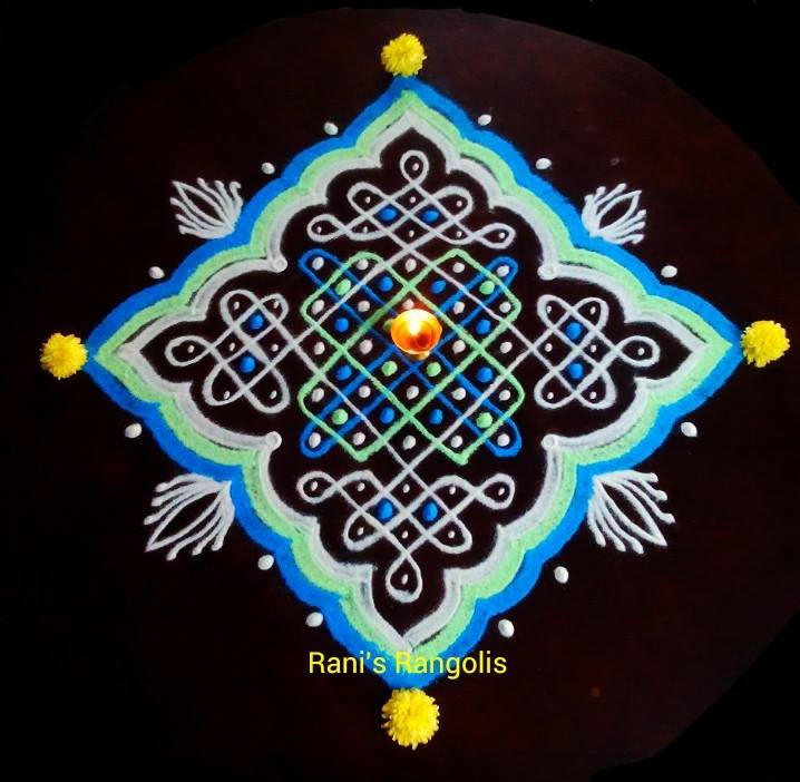 TELUGU WEB WORLD CHAIN DOTS RANGOLI ART WITH FREEHAND CHICK IN AN