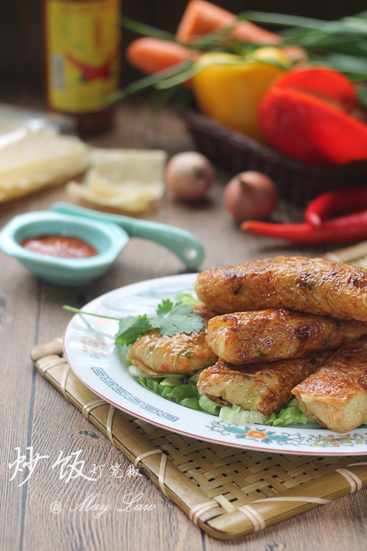 厨苑食谱 腐皮煎饭卷【Bean Curd Fried Rice Roll】