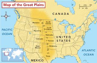 Karte der USA mit den Great Plains