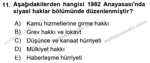 aöf türk anayasa hukuku dersi ara sınav vize 2019 2020 yılı 11.soru