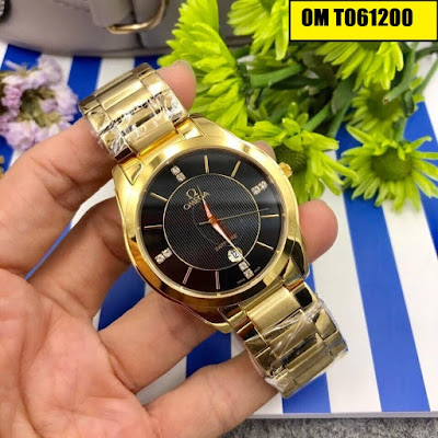 Đồng hồ nam dây inox mạ màu vàng sang trọng OM T061200