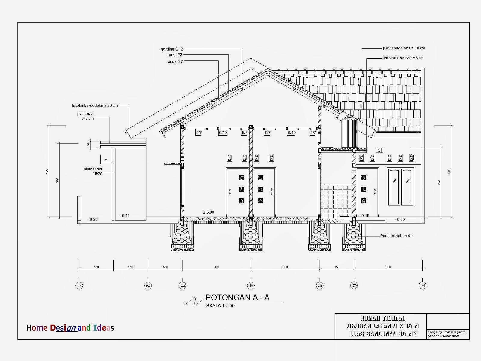 Denah Rumah Tinggal 9 x 15 m Home Design and Ideas