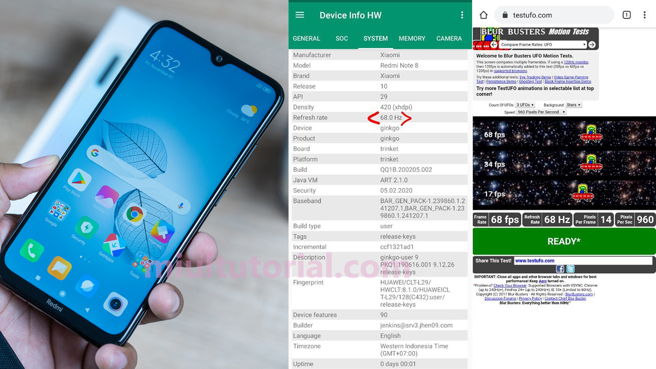 Bisakah Overclock Refresh Rate Layar Xiaomi Redmi Note 8 Ginkgo Jadi 68