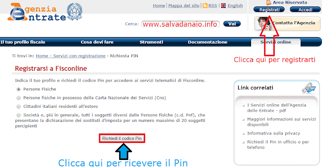 Come registrarsi a Fisconline e richiedere accesso + codice Pin