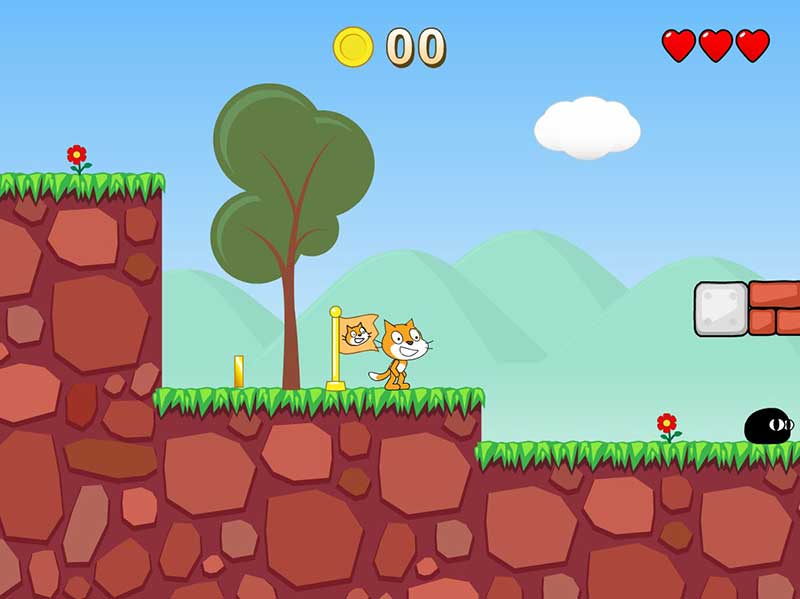 This is a screen shot from a 2D game made using scratch by a user called Gr...