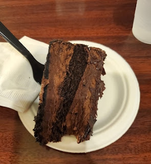 Picture of a slice of chocolate cake. 