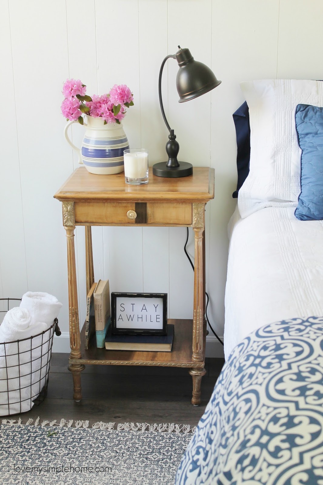 Finished Night table in the guest bedroom love my simple home