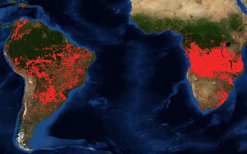Compare a intensidade dos fogos da África. A mídia anti-brasileira silencia.