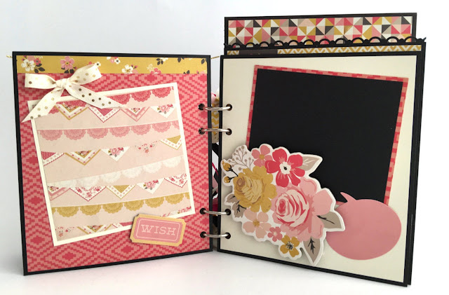 Time To Celebrate Scrapbook Album page with pink and yellow flowers and banners