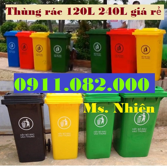 Noi bo si le thung rac nhua thung rac 120l 240L gia re tai vinh long lh 0911082000