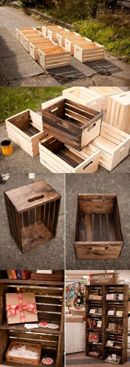Ideas de muebles hechos con con cajas y cajones de madera recicladas
