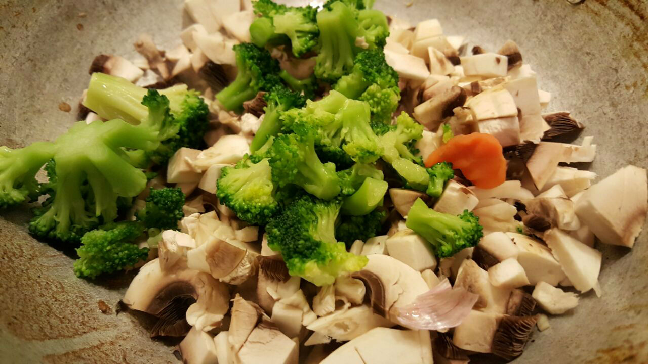 My kitchen Easy broccoli and mushroom rice