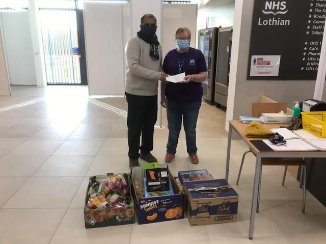 Business owner Shiva Kumar donates food and drink to East Lothian Community Hospital staff