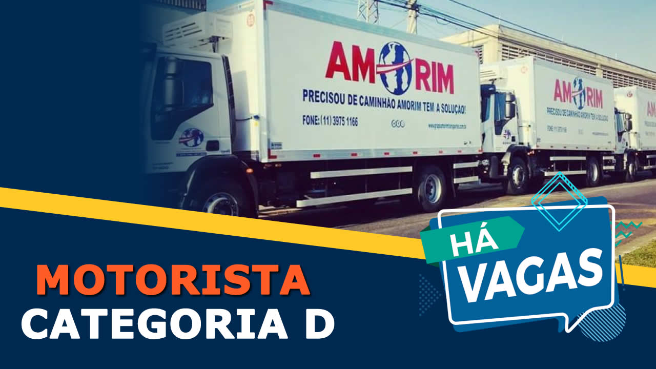 Transportadora Amorim abre vagas para motorista entregador salário R$ 3.000,00