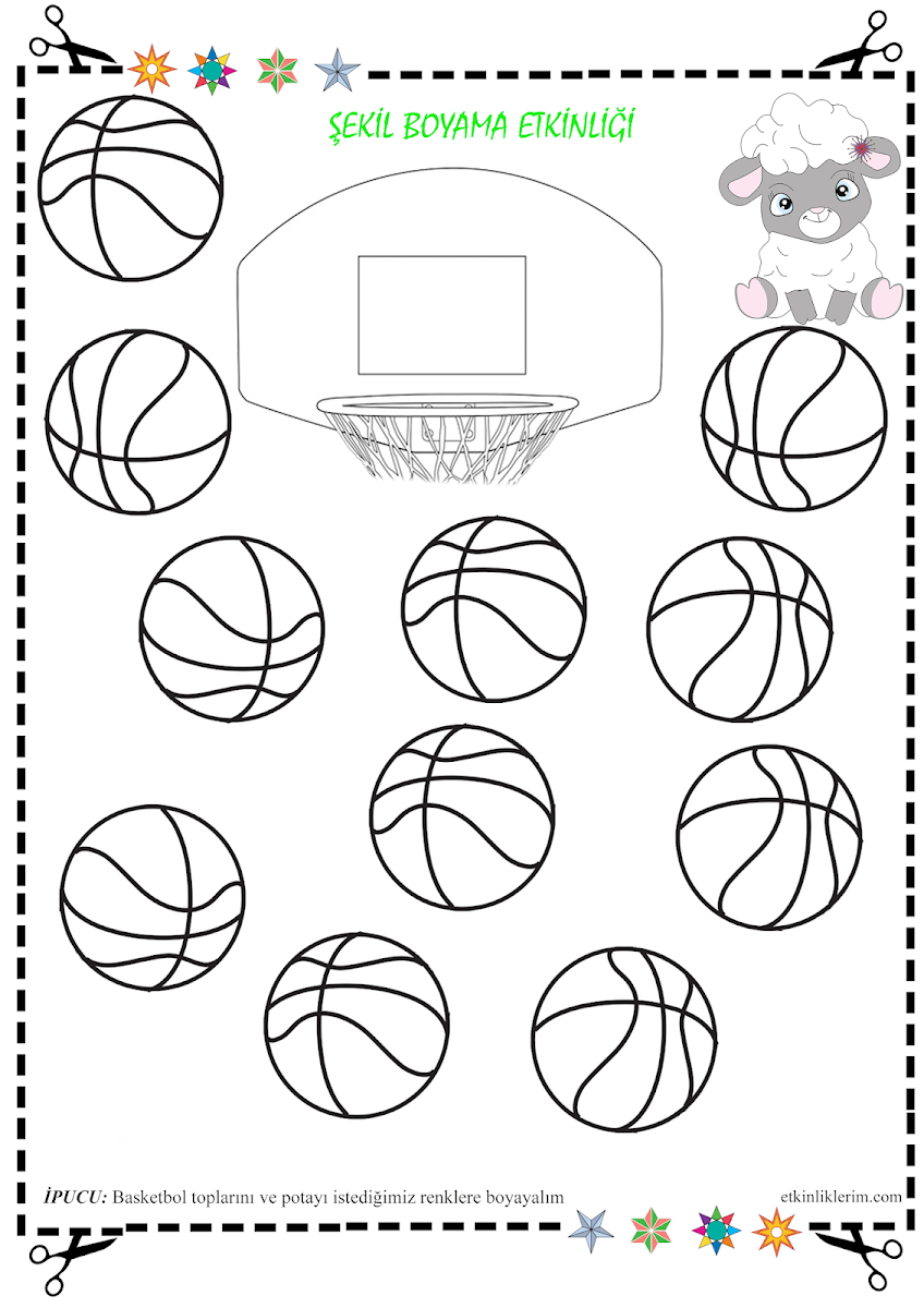 Basket toplarını boyama okul öncesi etkinliği
