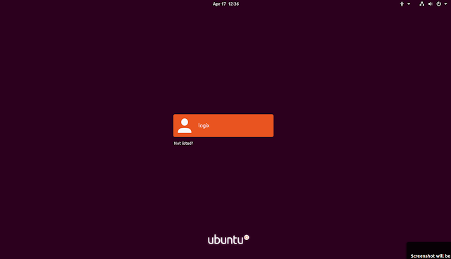 Ubuntu 19.04 Disco Dingo login screen