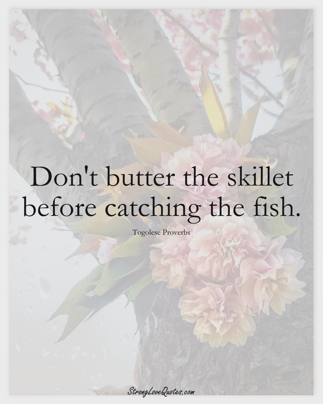 Don't butter the skillet before catching the fish. (Togolese Sayings);  #AfricanSayings