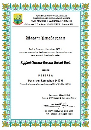 Aplikasi Cetak Piagam Pesantren Ramadhan Guru Belajar