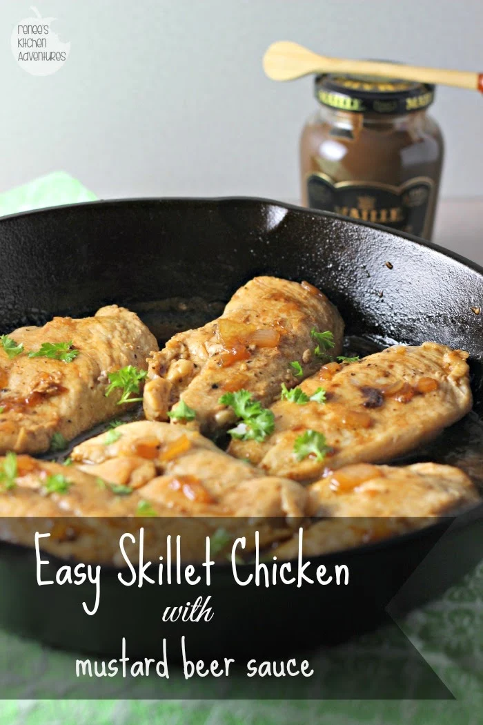 Easy Skillet Chicken with Mustard Beer Sauce: Fast, healthy meal for any day of the week! 