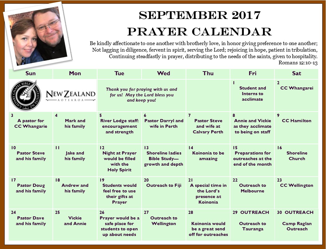 Prayerfully Serving God, God's Way - The McBride Flock: Prayer Calendar