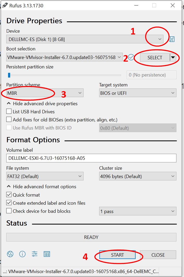 How to Create ESXi Installer USB Flash Drive By Rufus.