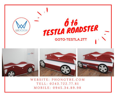 Giường ô tô thể thao mui trần Testla Roadster 2 tầng thấp GOTO-TESTLA.2TT