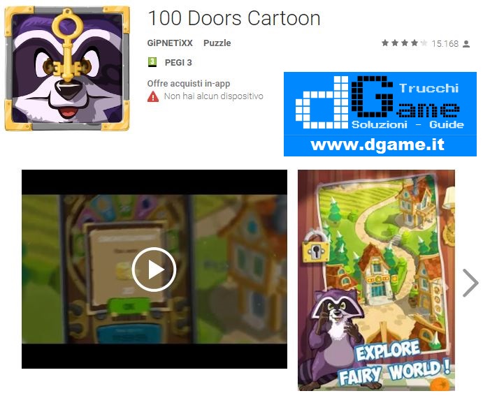 Soluzioni 100 Doors Cartoon livello 11 12 13 14 15 16 17 18 19 20