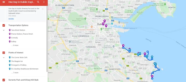 Dalkey to Killiney Hill walk map (and more)